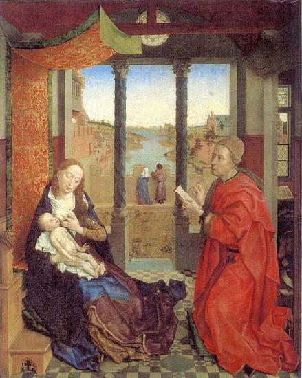 Rogier van der Weyden Self portrait as Saint Luke making a drawing for his painting the Virgin. China oil painting art